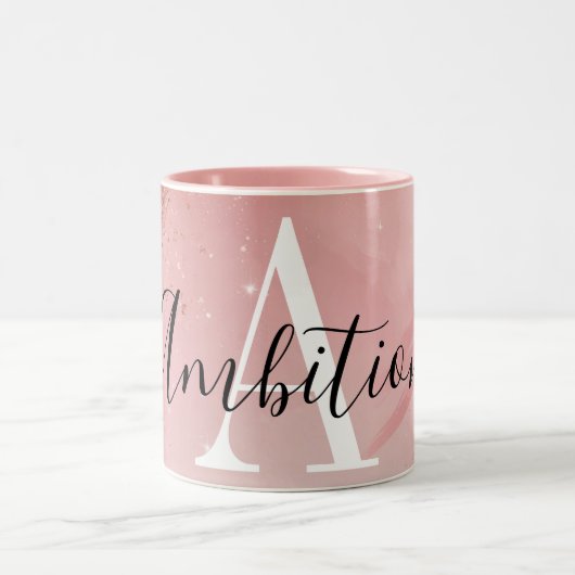 Rose Gold Glitter Monogram Mug – Personalized Name Zweifarbige Tasse (Mittel)