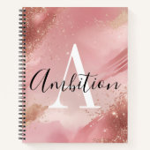 Rose Gold Glitter Monogram Notebook – Personalized Notizblock (Vorderseite)