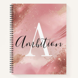 Rose Gold Glitter Monogram Notebook – Personalized Notizblock