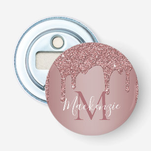 Rose Gold Glitter Monogramm mit tropfendem Glanz Flaschenöffner