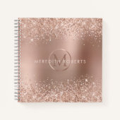Rose Gold Glitter Monogramm Name Notizblock (Vorderseite)