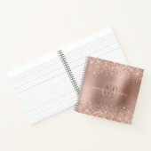 Rose Gold Glitter Monogramm Name Notizblock (Innenseite)