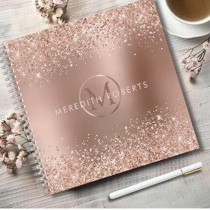 Rose Gold Glitter Monogramm Name Notizblock