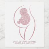 Rose Gold Glitter Mutter Baby Silhouette Weinetikett (Einzelnes Label)