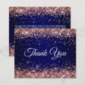 Rose Gold Glitter Navy Blau Ombre Danke (Vorne/Hinten)