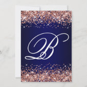 Rose Gold Glitter Navy Blue Ombre 30th Birthday Einladung (Rückseite)