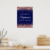 Rose Gold Glitter Navy Bridal Shower Welcome Poster (Küche)
