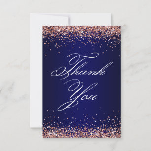 Rose Gold Glitter Navy Ombre Elegant 40. Geburtsta Dankeskarte