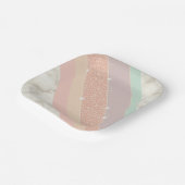 Rose Gold Glitter Pastel Marble Diagonal Stripes Pappteller (Gewinkelt)