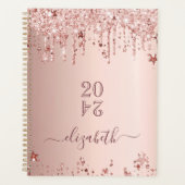 Rose gold glitter pink stars elegant 2026 planer (Vorderseite)