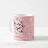 Rose Gold Glitter QR Code Website Marketing Kaffeetasse (Vorderseite Links)