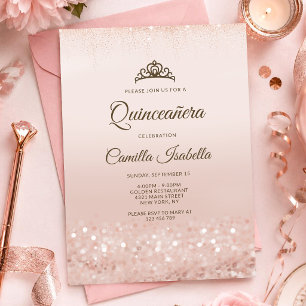 Rose Gold Glitter Quinceañera-Einladungskarte Einladung