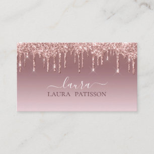 Rose Gold Glitter schicke Schrift mit Monogramm Visitenkarte