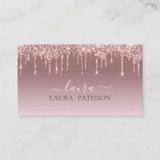 Rose Gold Glitter schicke Schrift mit Monogramm Visitenkarte