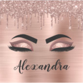 Rose Gold Glitter Sparkle Eyelashes Monogram Name Aufkleber (Vorderseite)