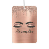 Rose Gold Glitter Sparkle Eyelashes Monogram Name Autolufterfrischer (Vorderseite)