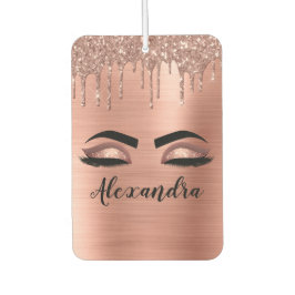 Rose Gold Glitter Sparkle Eyelashes Monogram Name Autolufterfrischer