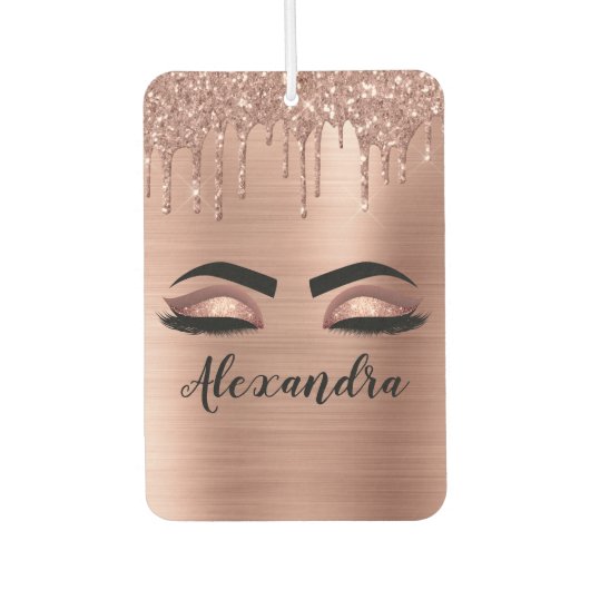 Rose Gold Glitter Sparkle Eyelashes Monogram Name Autolufterfrischer (Vorderseite)