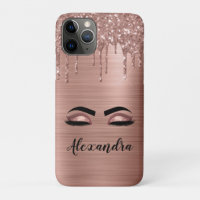 Rose Gold Glitter Sparkle Eyelashes Monogram Name