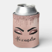 Rose Gold Glitter Sparkle Eyelashes Monogram Name Dosenkühler (Kanne Vorderseite)