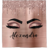 Rose Gold Glitter Sparkle Eyelashes Monogram Name Duschvorhang (Vorderseite)