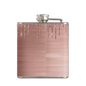 Rose Gold Glitter Sparkle Eyelashes Monogram Name Flachmann (Rückseite)