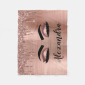 Rose Gold Glitter Sparkle Eyelashes Monogram Name Fleecedecke (Vorderseite)
