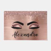 Rose Gold Glitter Sparkle Eyelashes Monogram Name Fußmatte (Vorderseite)