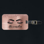 Rose Gold Glitter Sparkle Eyelashes Monogram Name Gepäckanhänger<br><div class="desc">Rose Gold Imitats Foil Metallic Sparkle Glitzer gebürstete Metal Monogram Name and Initial Eyelashes (Lashes),  Eyelash Extensions und Eyes Blush Pink Luggage Bag Tag. Das Design macht den perfekten 16 Geburtstag,  Hochzeit,  Brautparty,  Jubiläum,  Babydusche oder Junggeselinnen-Abschied Geschenk für jemanden,  der einen trendigen coolen Stil sucht.</div>