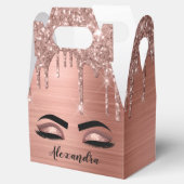 Rose Gold Glitter Sparkle Eyelashes Monogram Name Geschenkschachtel (Geöffnet)