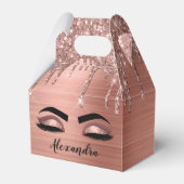 Rose Gold Glitter Sparkle Eyelashes Monogram Name Geschenkschachtel (Vorderseite)