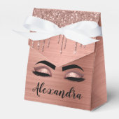 Rose Gold Glitter Sparkle Eyelashes Monogram Name Geschenkschachtel (Vorderseite)