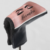 Rose Gold Glitter Sparkle Eyelashes Monogram Name Golf Headcover (3/4 Vorderseite)