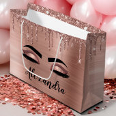 Rose Gold Glitter Sparkle Eyelashes Monogram Name Große Geschenktüte