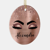 Rose Gold Glitter Sparkle Eyelashes Monogram Name Keramik Ornament (Rechts)