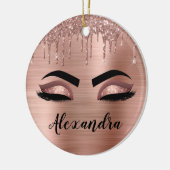 Rose Gold Glitter Sparkle Eyelashes Monogram Name Keramik Ornament (Links)