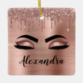 Rose Gold Glitter Sparkle Eyelashes Monogram Name Keramikornament (Vorderseite)