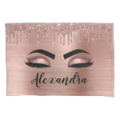 Rose Gold Glitter Sparkle Eyelashes Monogram Name Kissenbezug (Vorderseite)