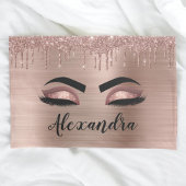 Rose Gold Glitter Sparkle Eyelashes Monogram Name Kissenbezug
