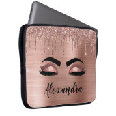 Rose Gold Glitter Sparkle Eyelashes Monogram Name Laptopschutzhülle (Vorne Rechts)