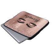 Rose Gold Glitter Sparkle Eyelashes Monogram Name Laptopschutzhülle (Vorne Knopf)