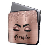 Rose Gold Glitter Sparkle Eyelashes Monogram Name Laptopschutzhülle (Vorderseite Links)