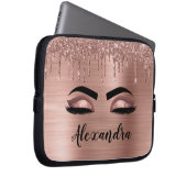 Rose Gold Glitter Sparkle Eyelashes Monogram Name Laptopschutzhülle (Vorne Rechts)