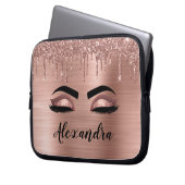Rose Gold Glitter Sparkle Eyelashes Monogram Name Laptopschutzhülle (Vorderseite Links)