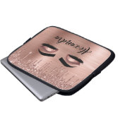 Rose Gold Glitter Sparkle Eyelashes Monogram Name Laptopschutzhülle (Vorne Knopf)