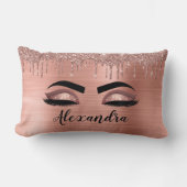 Rose Gold Glitter Sparkle Eyelashes Monogram Name Lendenkissen (Vorderseite)