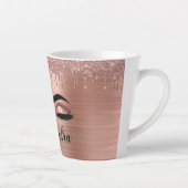 Rose Gold Glitter Sparkle Eyelashes Monogram Name Milchtasse (Rechts)