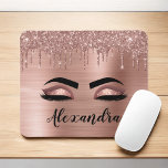 Rose Gold Glitter Sparkle Eyelashes Monogram Name Mousepad<br><div class="desc">Rose Gold Imitate Foil Metallic Sparkle Glitzer Pinselmetall Monogram Name and Initial Eyelashes (Lashes),  Eyelash Extensions and Eyes Blush Pink Mousepad. Das Design macht den perfekten 16 Geburtstag,  Hochzeit,  Brautparty,  Jubiläum,  Babydusche oder Junggeselinnen-Abschied Geschenk für jemanden,  der einen trendigen coolen Stil sucht.</div>