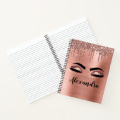 Rose Gold Glitter Sparkle Eyelashes Monogram Name Notizblock (Innenseite)