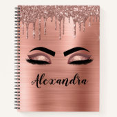 Rose Gold Glitter Sparkle Eyelashes Monogram Name Notizblock (Vorderseite)